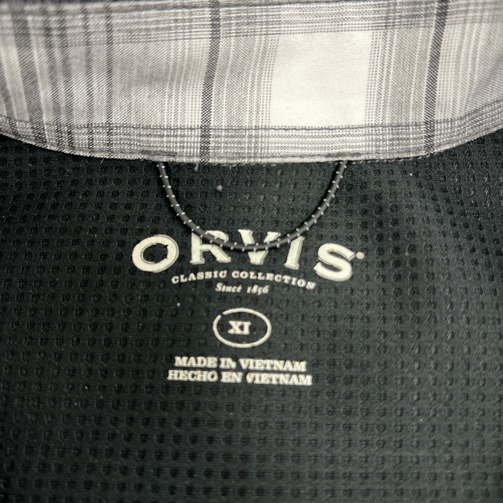 Orvis Men's Xl Black/White Plaid Shirt